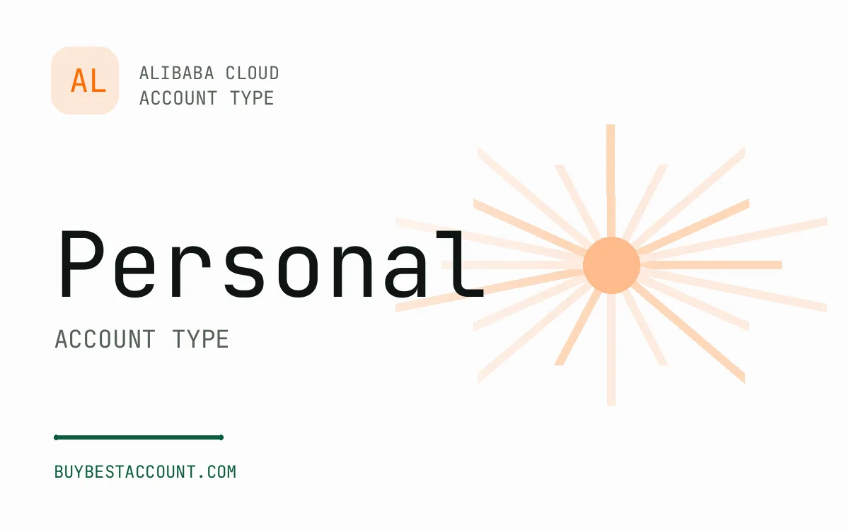 Specification panel showing Personal account type for the Alibaba Personal Account