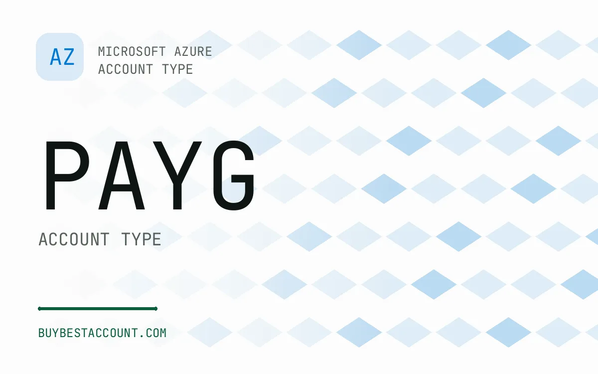 Specification panel showing PAYG account type for the Azure Pay As You Go