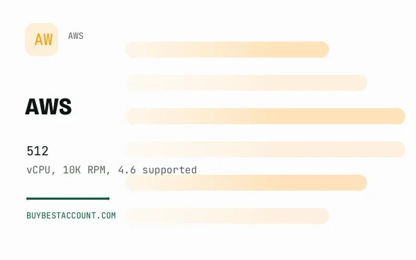 AWS 10K RPM vCPU512 4.6 Supported Account, a verified AWS account with 512 vCPU, 10K RPM, 4.6 supported
