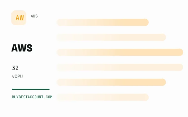 AWS 32vCPU Account, a verified AWS account with 32 vCPU