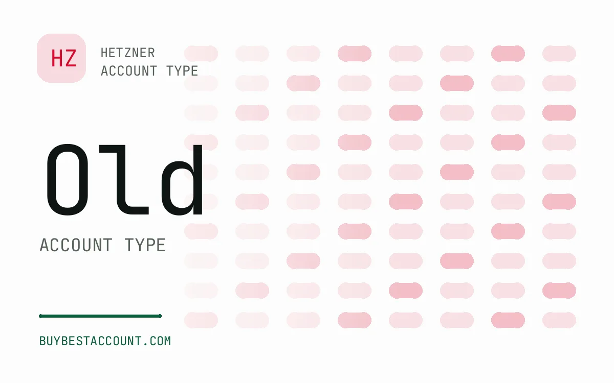 Specification panel showing Old account type for the Hetzner Old Account