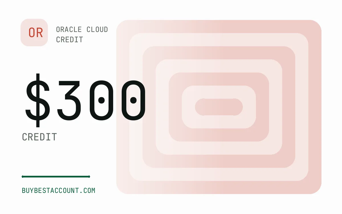 Specification panel showing $300 credit for the Oracle $300 Credit Account