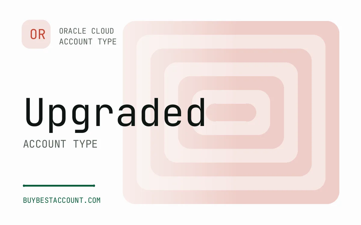 Specification panel showing Upgraded account type for the Oracle Upgraded Account